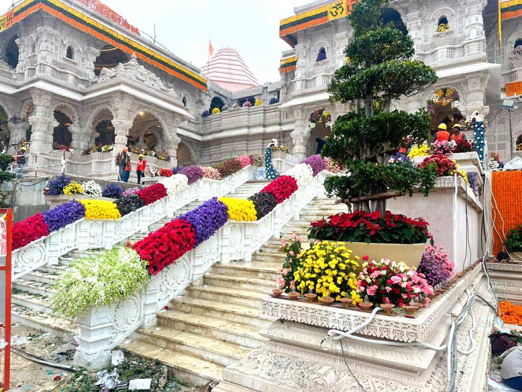 A view of Ram Mandir ahead of the consecration ceremony