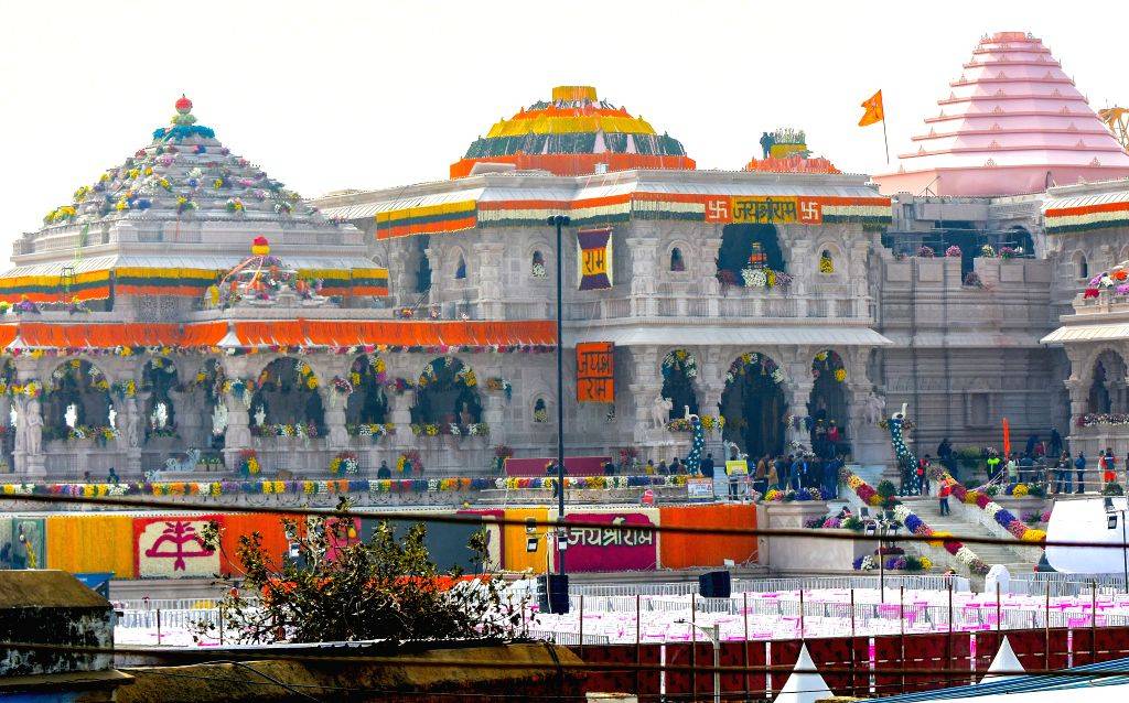 A view of Ram temple ahead of the consecration ceremony