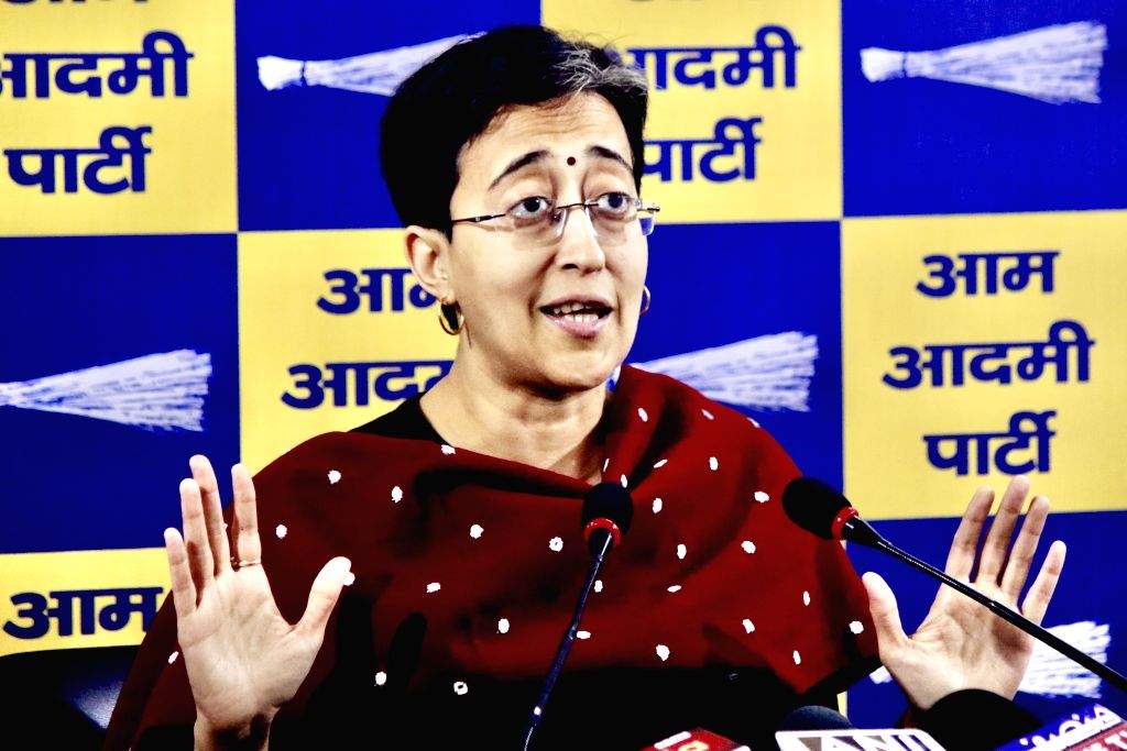 AAP leader Atishi addresses a press conference