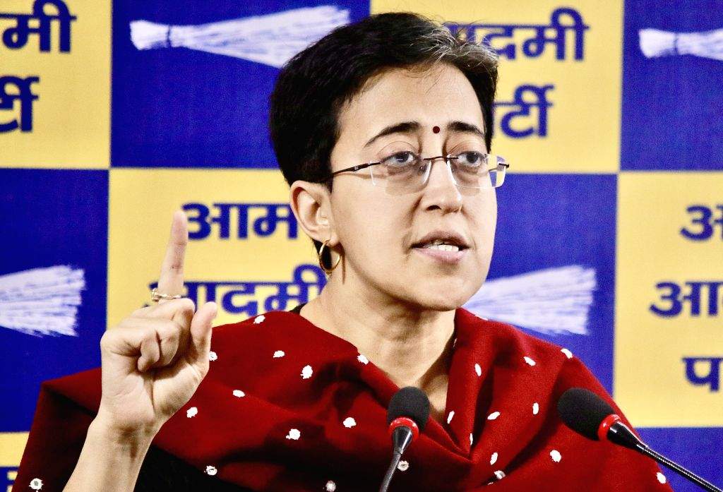 AAP leader Atishi addresses a press conference