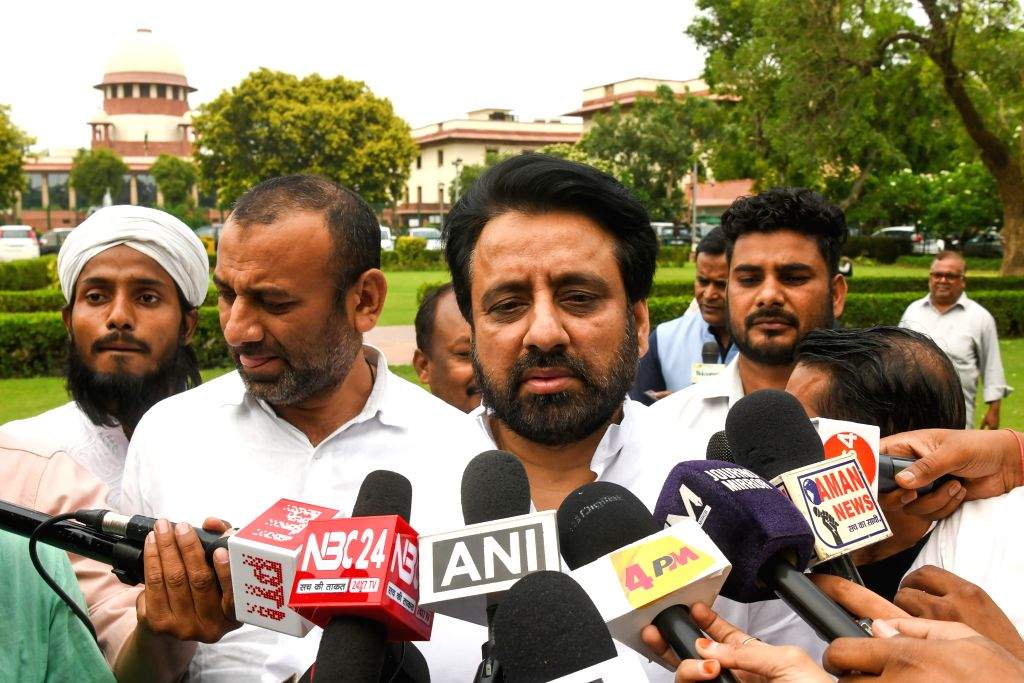 AAP MLA Amanatullah Khan speaks to the media