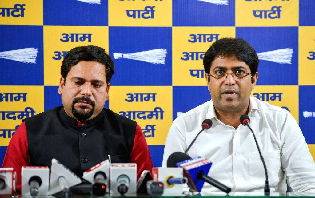 AAP MLA Sanjeev Jha addresses media