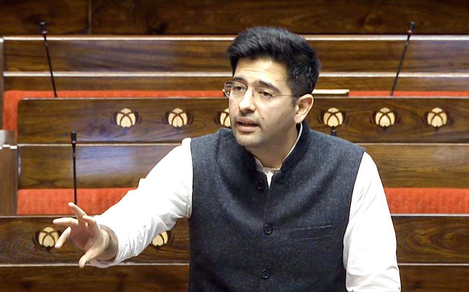 AAP MP Raghav Chadha speaks in the Rajya Sabha during the Winter ...