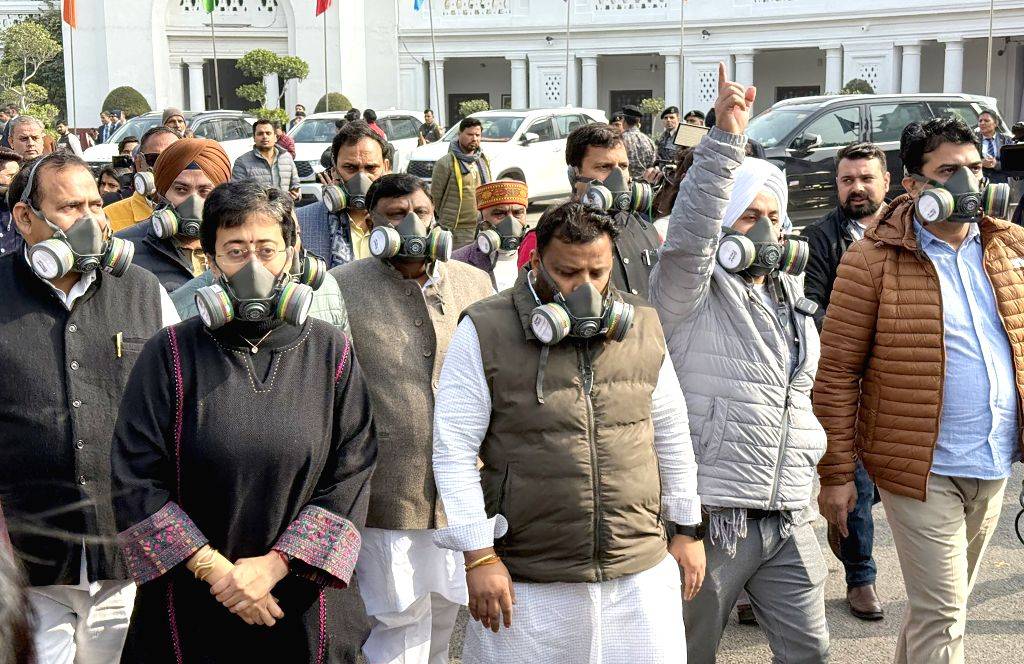 AAP Stages Protest During Delhi Assembly Winter Session