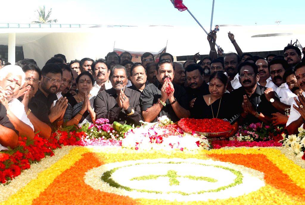 AIADMK leaders pay tribute to former Tamil Nadu CM J. Jayalalithaa on ...