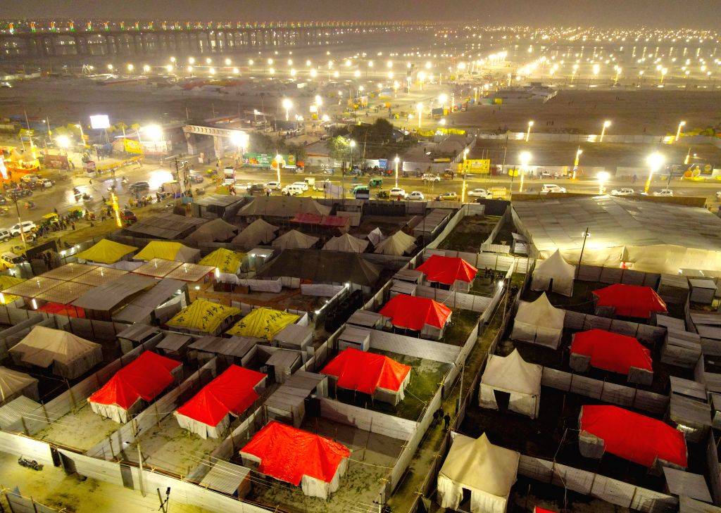 An aerial view of the ongoing preparations in full swing ahead of the ...