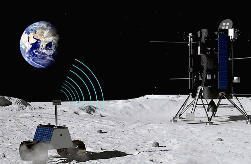 Lunar Rover Interface Free Photo:An artist's rendering of a lunar rover communicating with a ...