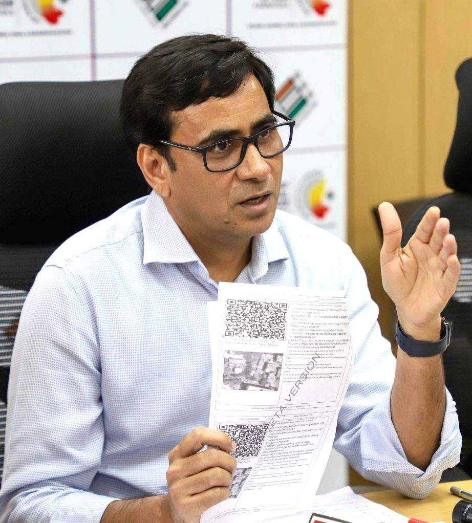 Bengaluru : Chief Electoral Officer Manoj Kumar Meena addresses a press ...