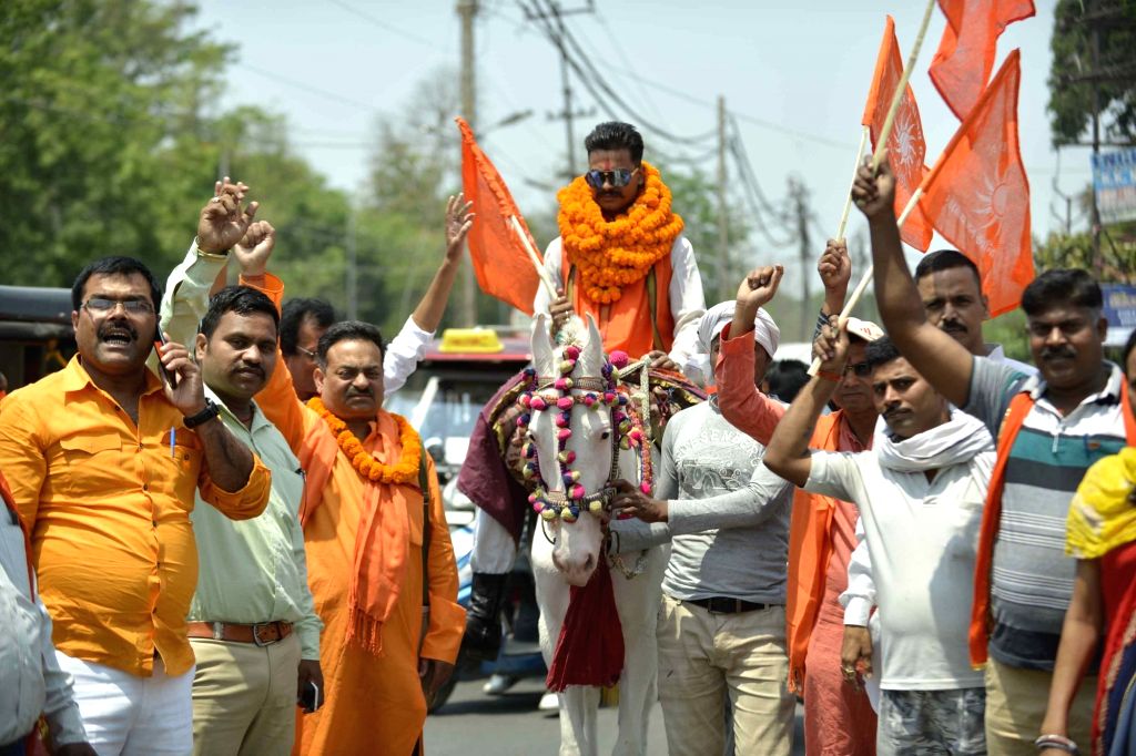 2019 Lok Sabha elections - Basant Singh Rajput arrives to file nomination
