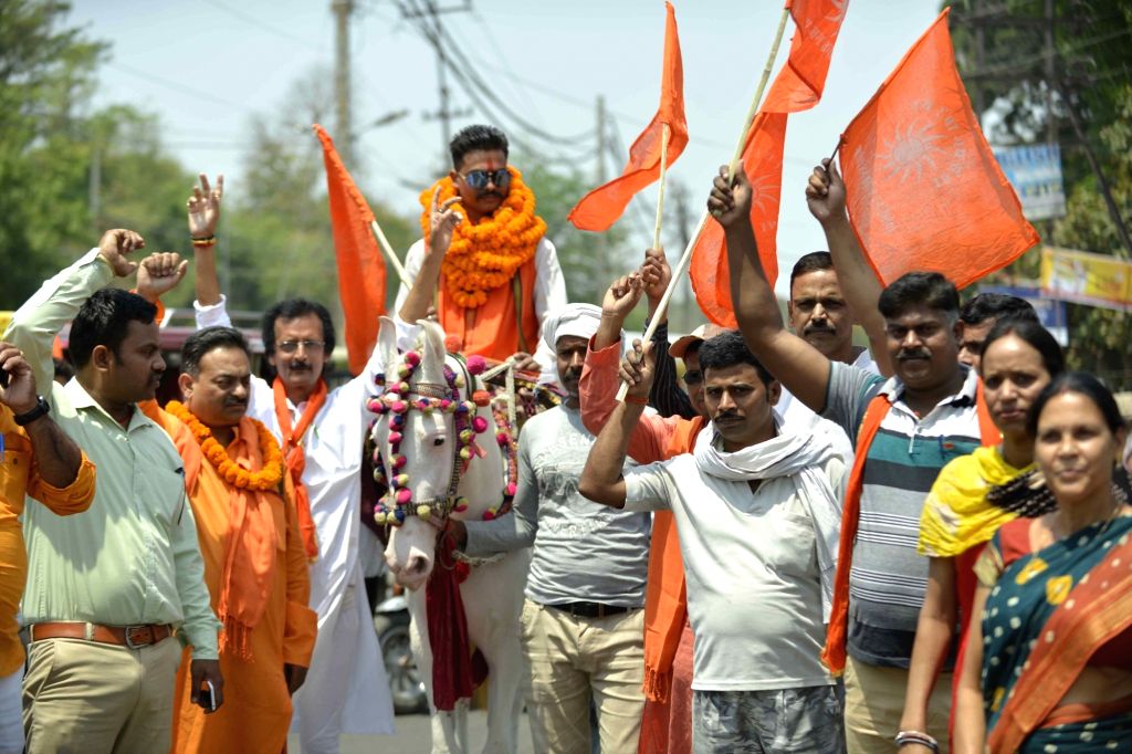 2019 Lok Sabha elections - Basant Singh Rajput arrives to file nomination