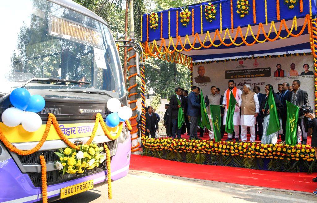 Bihar CM Nitish Kumar flags off 43 deluxe buses of the BSRTC