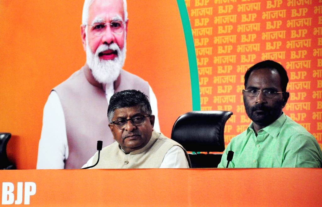 Tmc Ravi BJP leader Ravi Shankar Prasad addresses a press conference