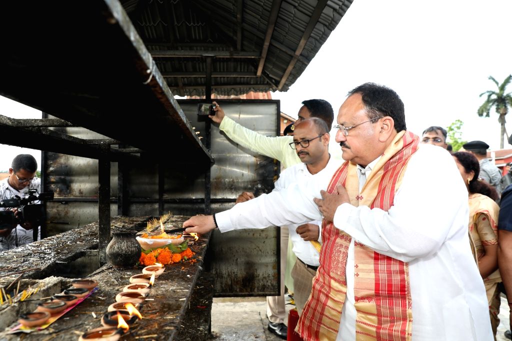 BJP National President J.P Nadda offers prayer at Sivadol Temple in ...
