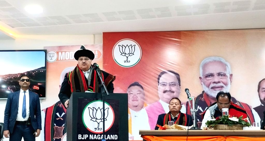 BJP national president JP Nadda addresses during launching the election ...