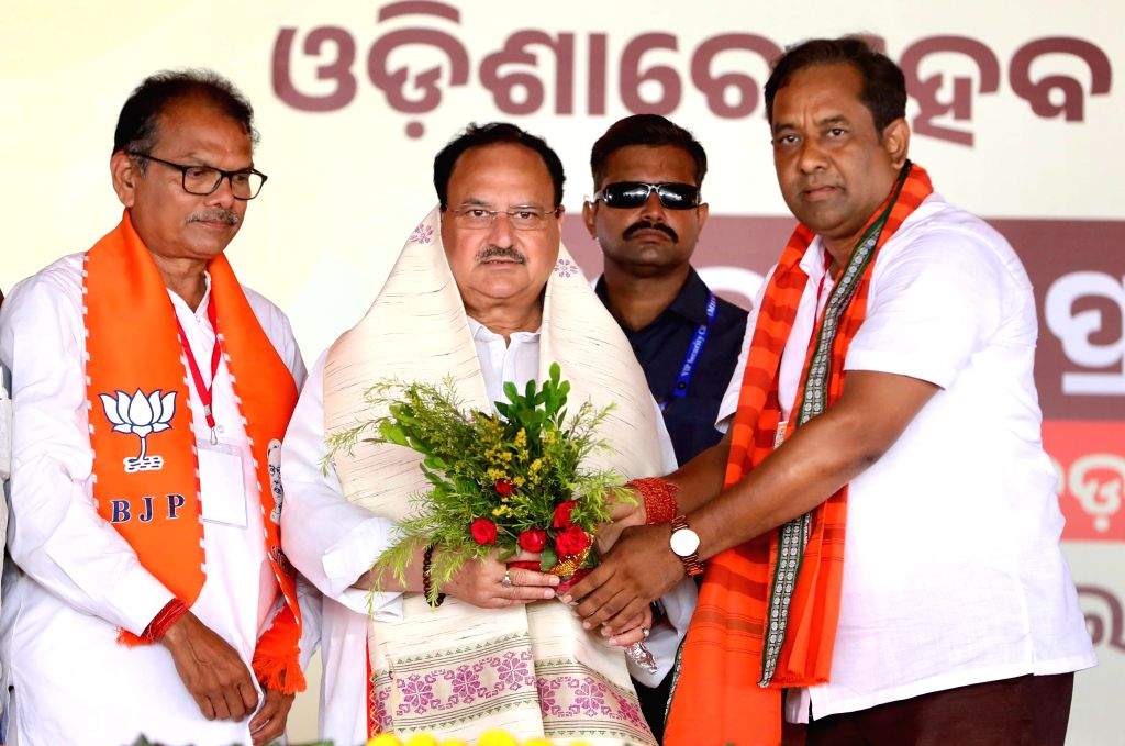 BJP National President JP Nadda attends a public meeting ahead of Lok ...