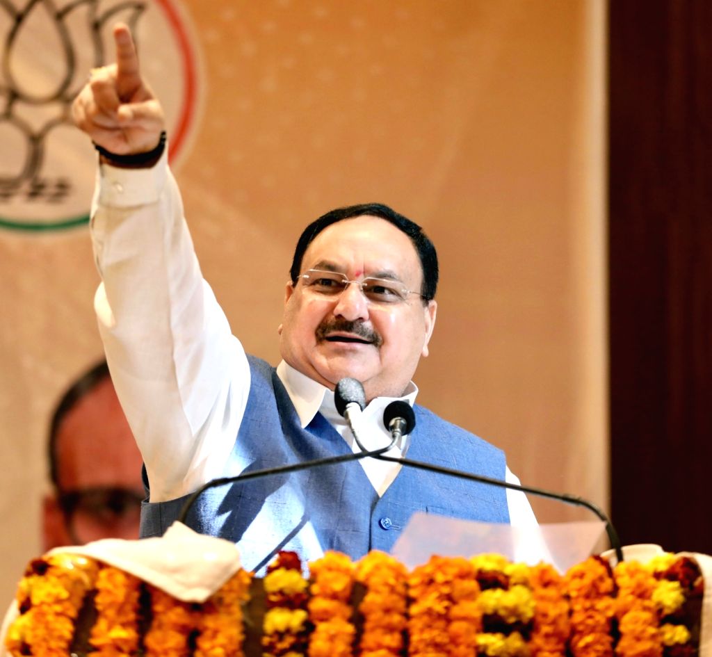 BJP national president JP Nadda during addressing ex-servicemen honor ...
