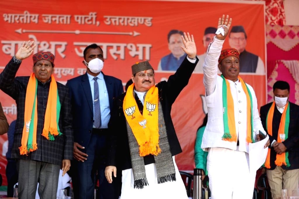 BJP National President JP Nadda gestures during an election campaign