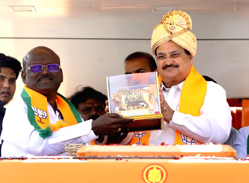 BJP National President JP Nadda hold a roadshow ahead of Karnataka ...