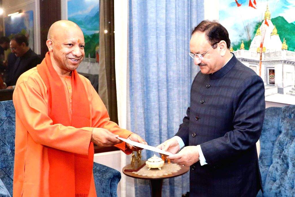 BJP National President JP Nadda meets Uttar Pradesh Chief Minister Yogi ...
