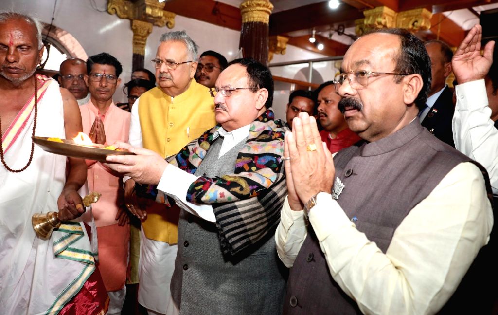 BJP national President JP Nadda offers prayer at Maa Danteshwari temple