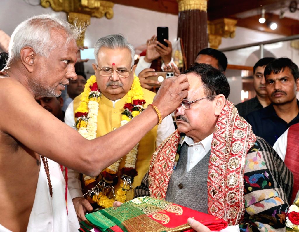 BJP national President JP Nadda offers prayer at Maa Danteshwari temple