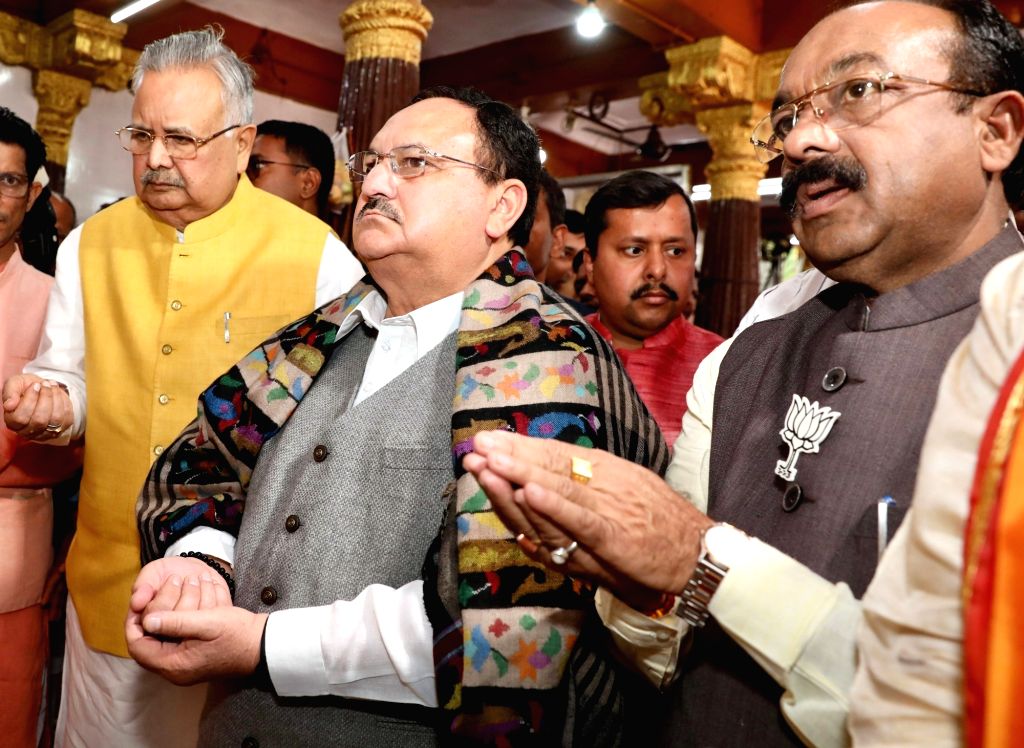 BJP national President JP Nadda offers prayer at Maa Danteshwari temple