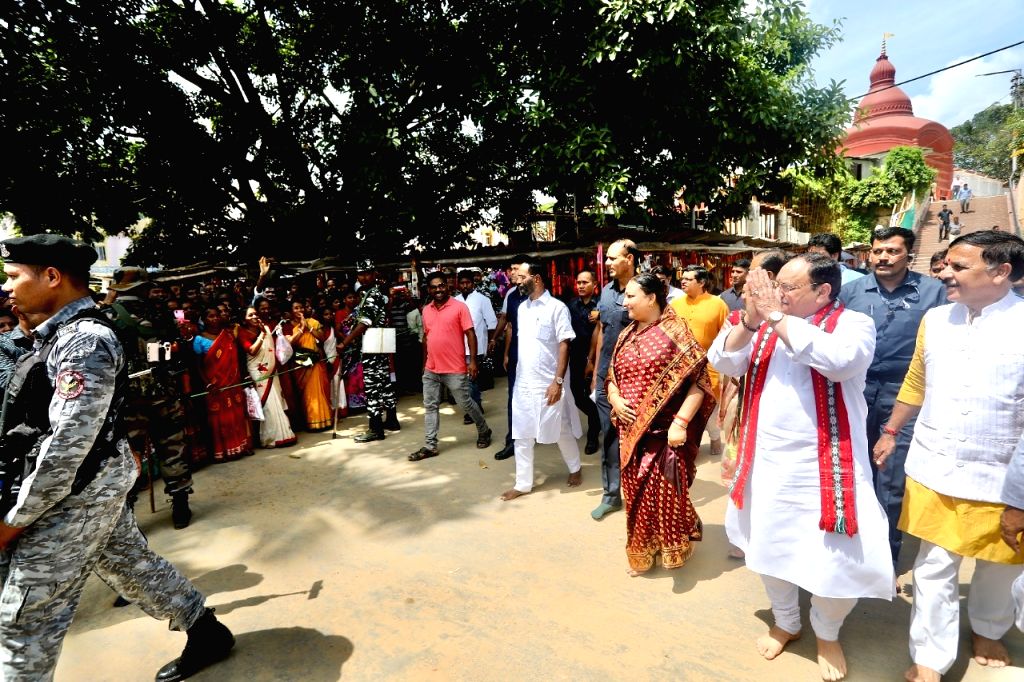 BJP National President JP Nadda offers prayers during his visit at ...