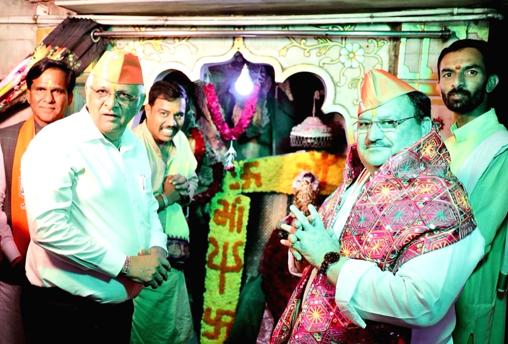 Mehsana: BJP National President JP Nadda offers prayers at Bahucharaji ...