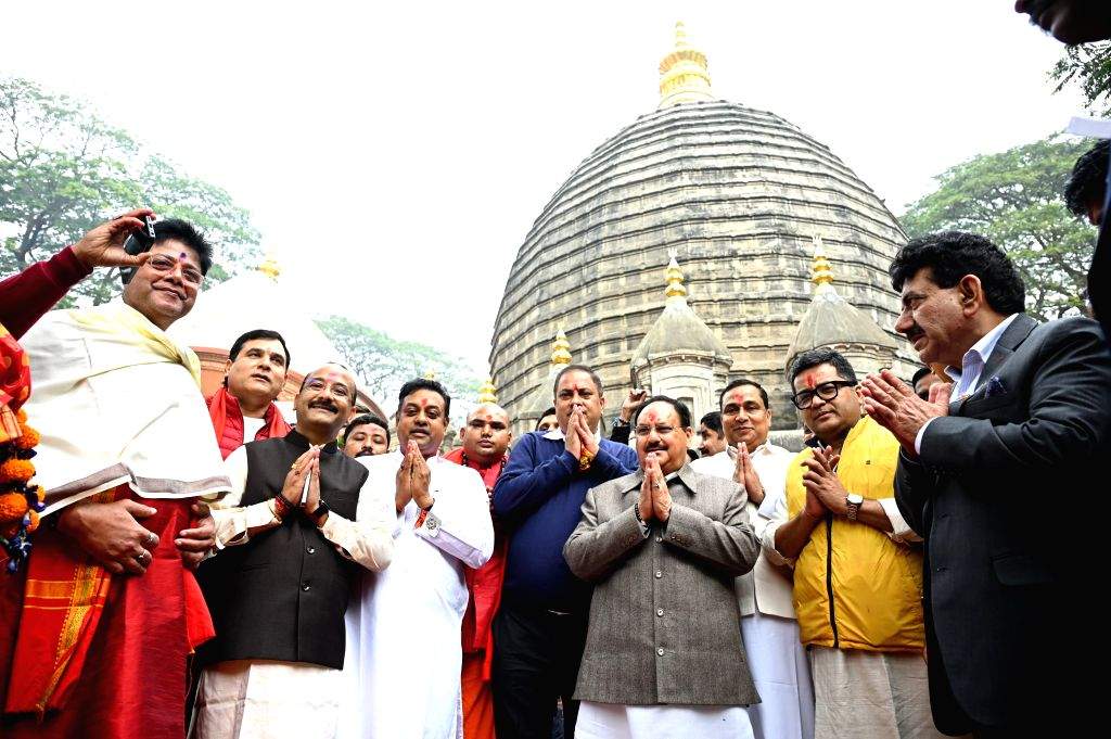 BJP National President JP Nadda offers prayers at the Kamakhya Temple