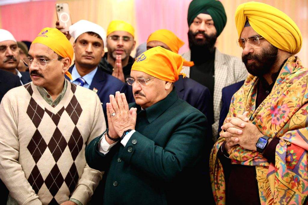 BJP National President JP Nadda offers prayers at the Gurudwara Rakab ...