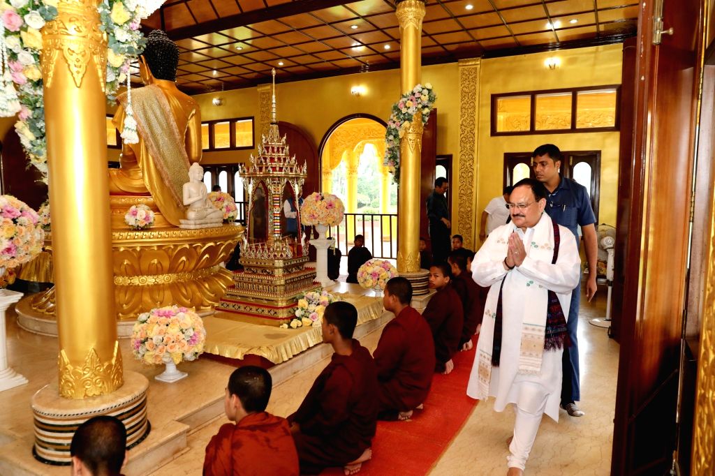 BJP National President JP Nadda offers prayers to Lord Buddha