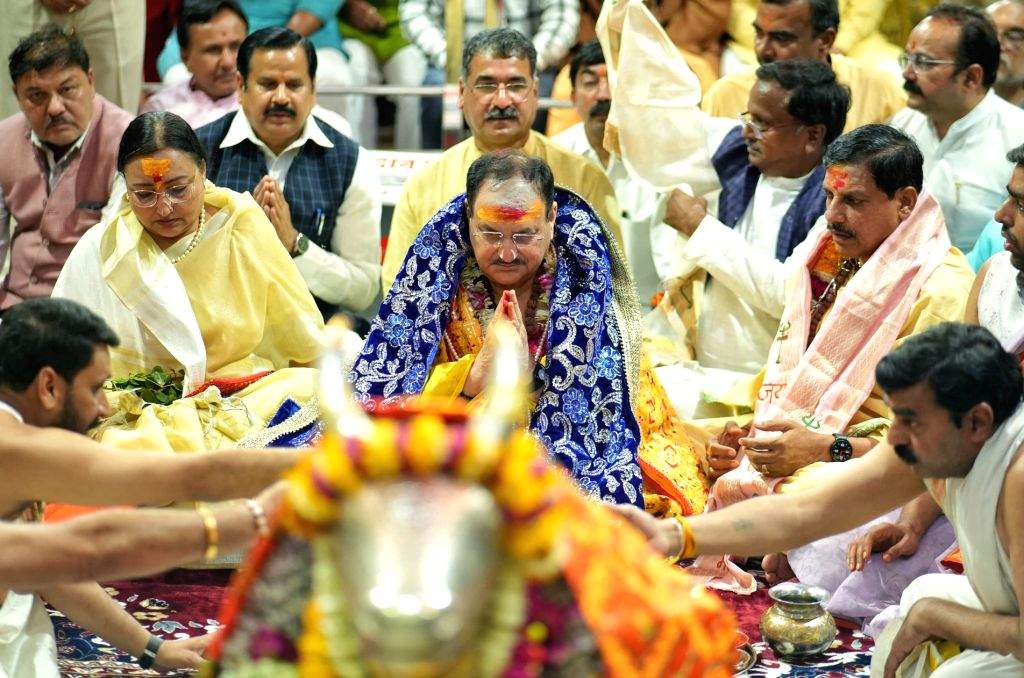 BJP national president JP Nadda with CM Mohan Yadav offers prayers at ...