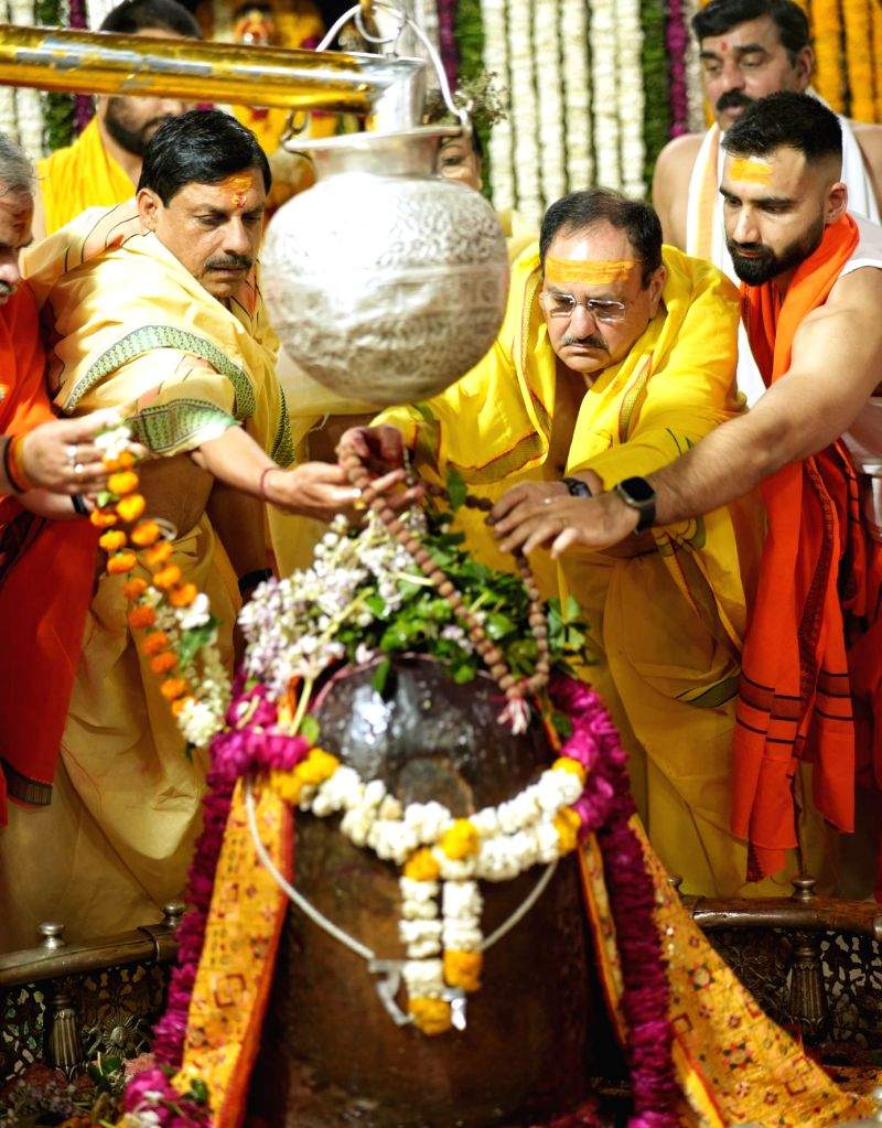 BJP national president JP Nadda with CM Mohan Yadav offers prayers at ...