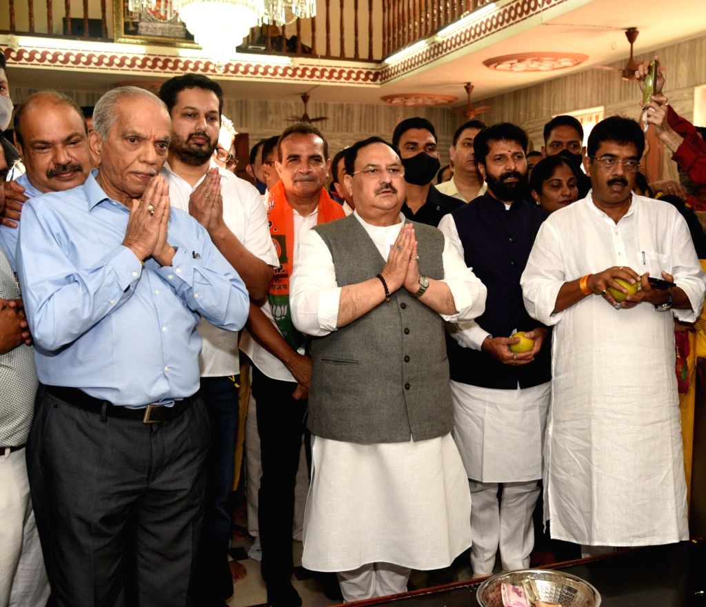 BJP President J P Nadda offer prayers to Goddess Mahalakshmi at ...