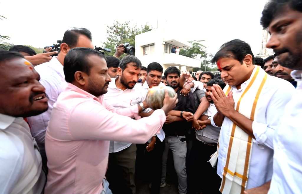 Jnews Rama Rao BRS Working President K.T. Rama Rao arrives at Telangana Bhavan after ...