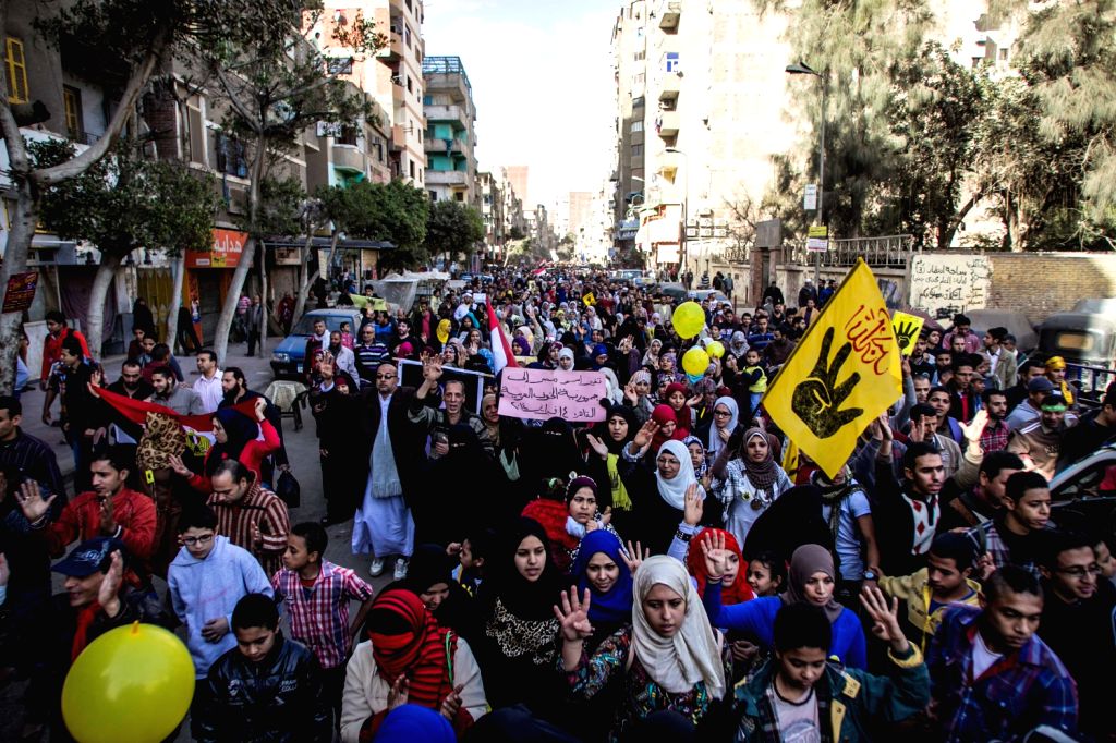 (150214) Anti-military protesters take part in a demonstration in Al ...