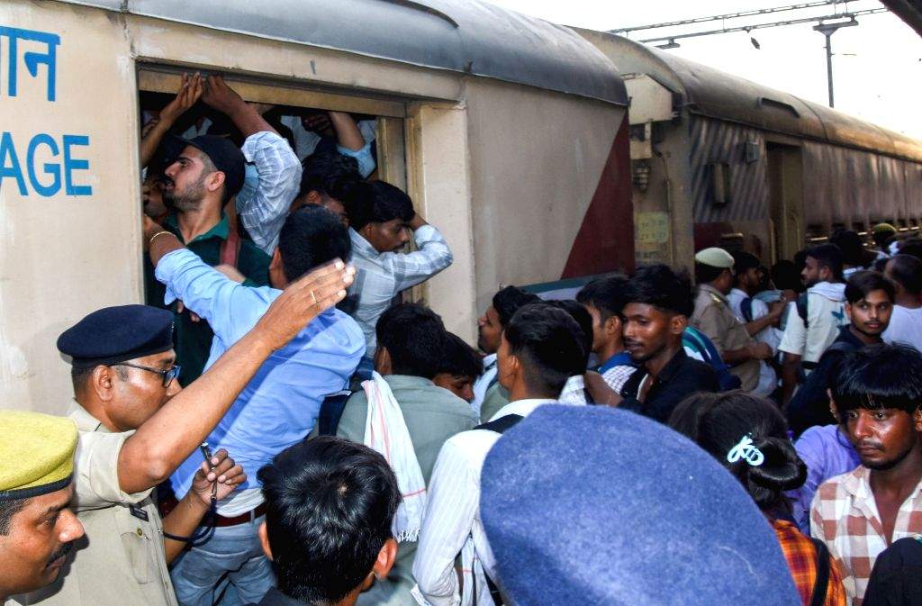 Candidates crowd Charbagh station after UP Police exam