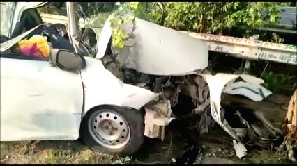 Free Photo : Car collides with tree in road accident on Greater Noida ...