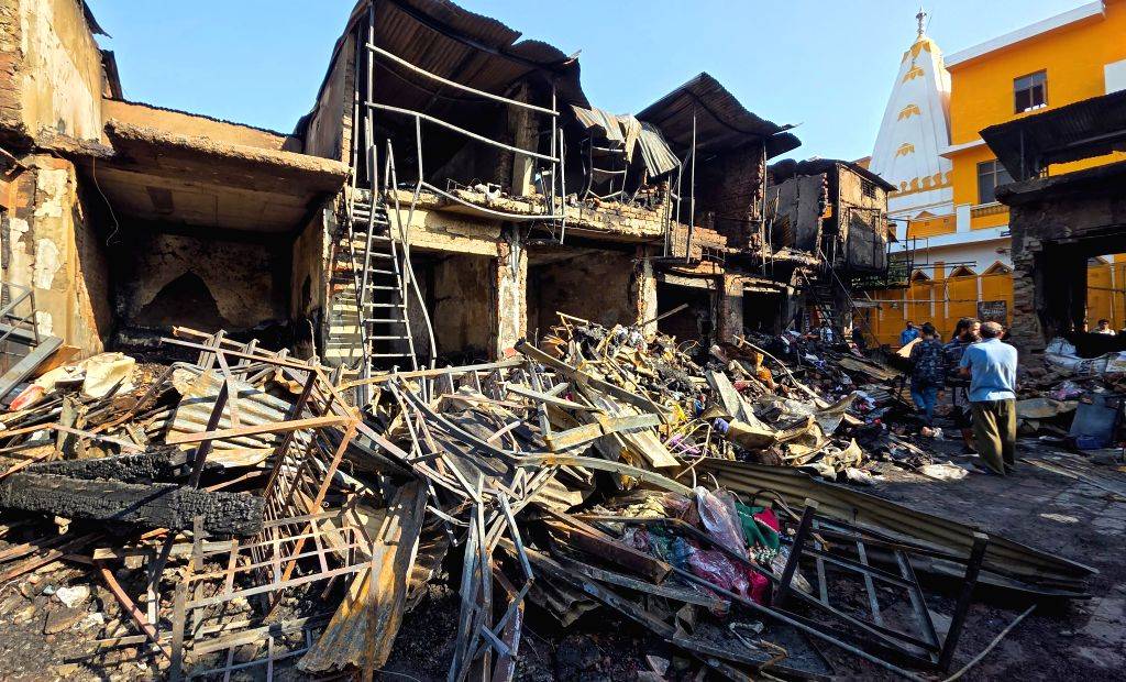Charred Remains After Fire at Shiva Market
