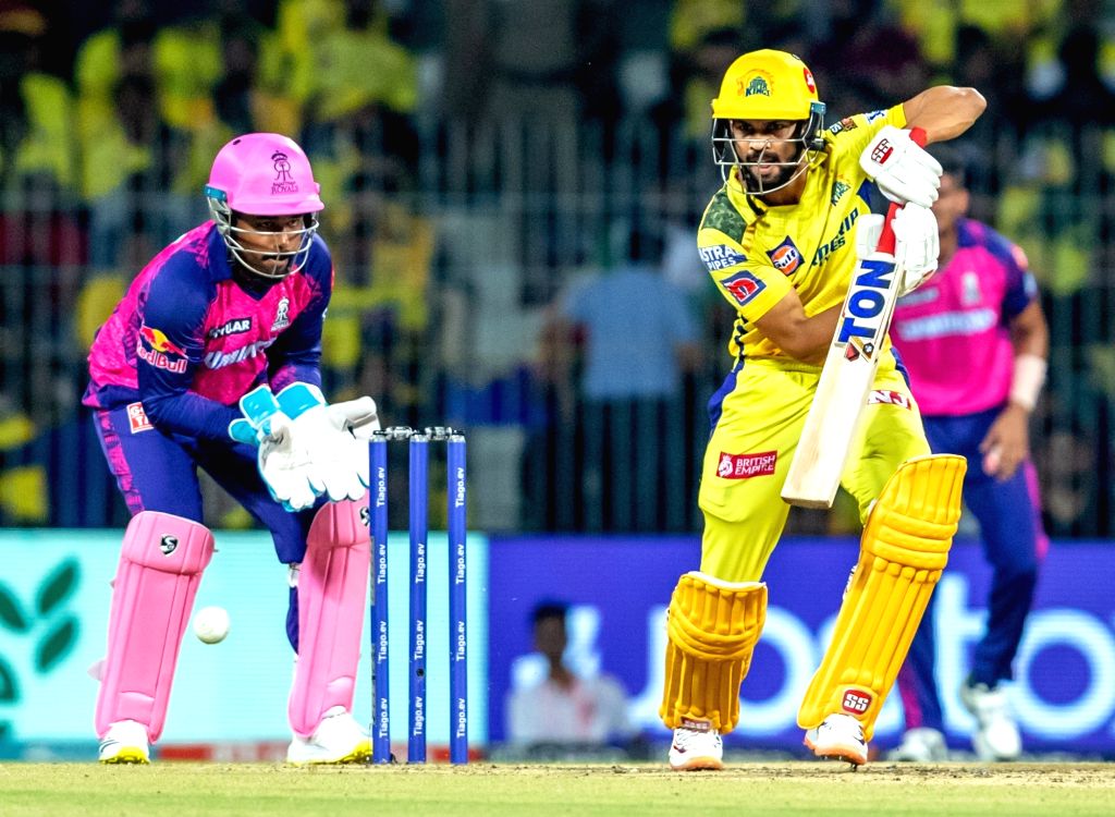 CSK batsman Ruturaj Gaikwad plays a shot