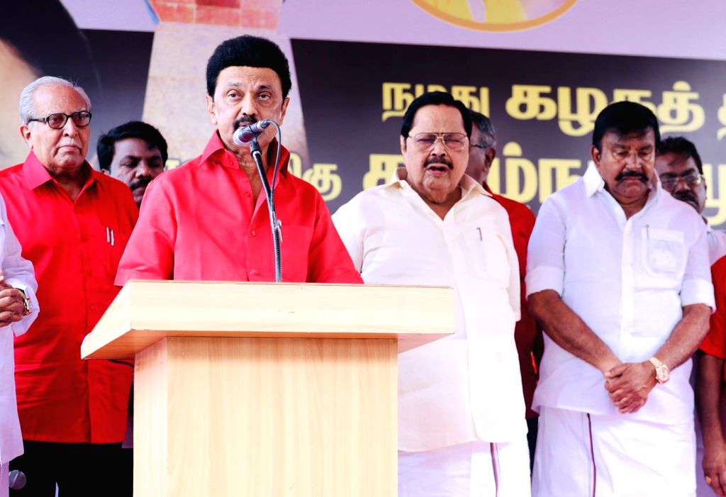 Tamil Nadu Chief Minister MK Stalin during the wreath laying ceremony ...