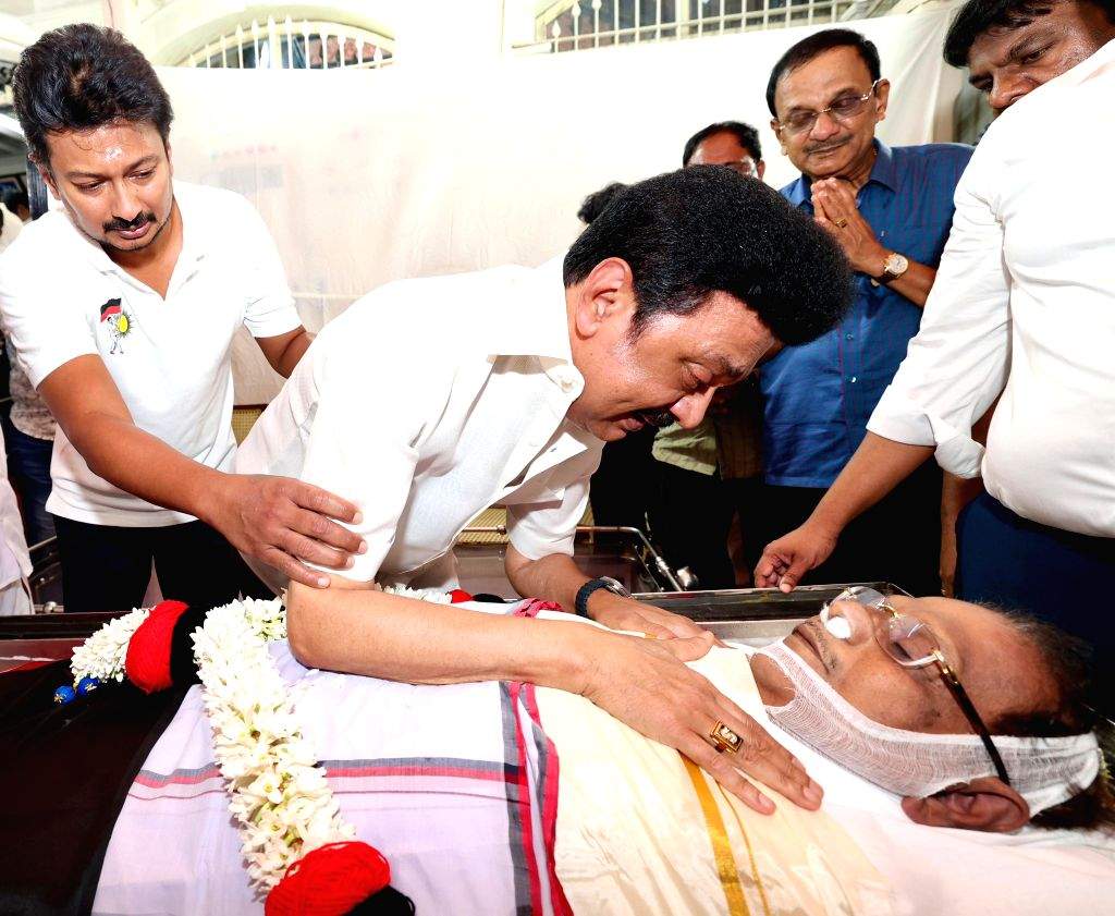 Tamil Nadu CM MK Stalin pays his last respect to Murasoli Selvam