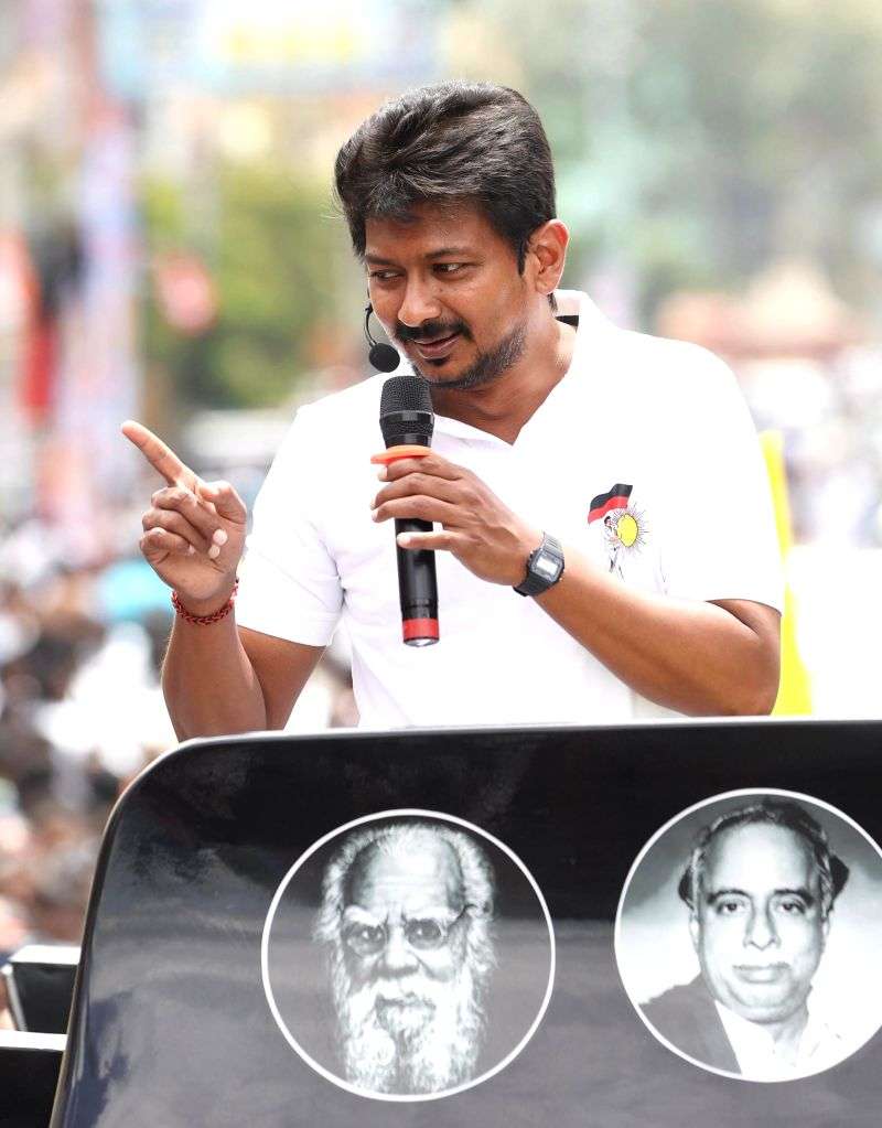 Tamil Nadu Minister and DMK leader Udhayanidhi Stalin during an ...