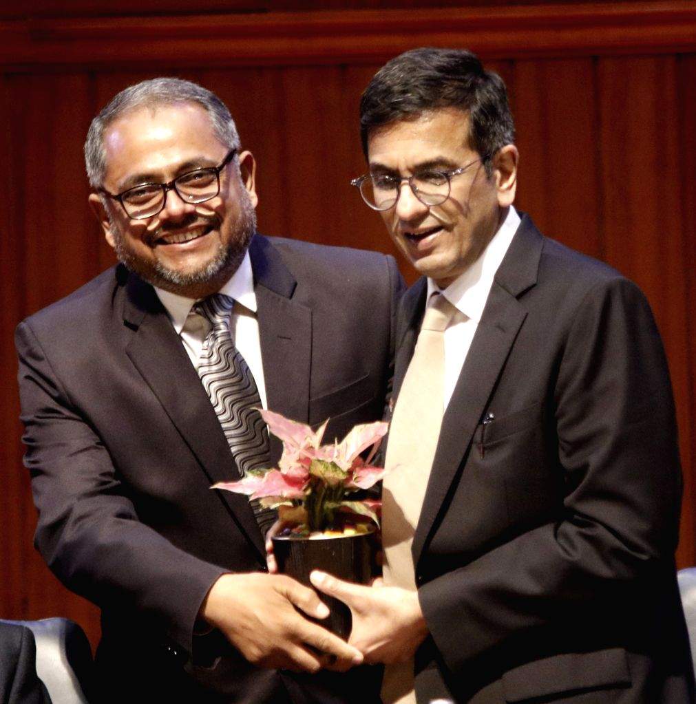 Chief Justice of India DY Chandrachud during the felicitation ceremony ...