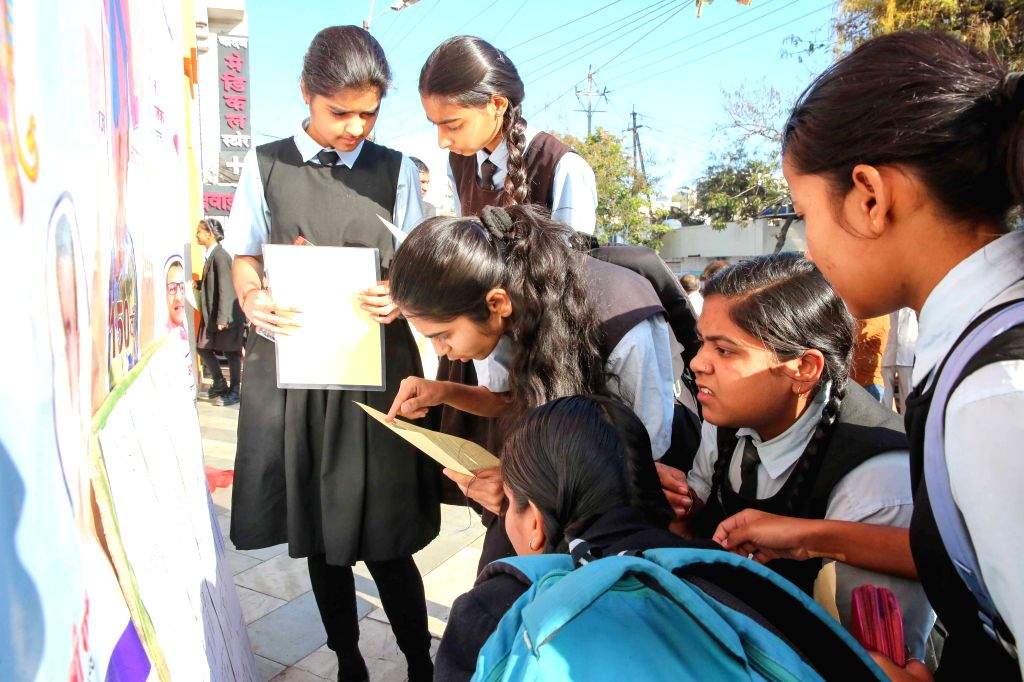 Class 12 students appear for their first paper of the MP Board Exams