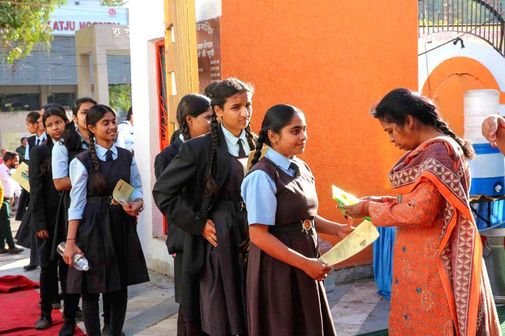 Class 12 students appear for their first paper of the MP Board Exams