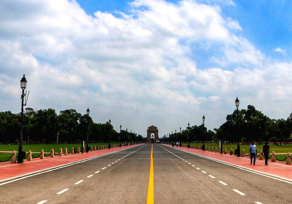 Clouds loom in the sky above India Gate