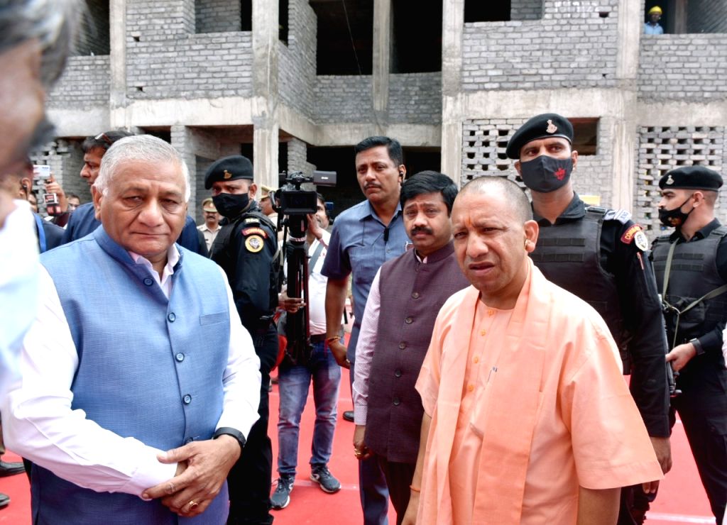 Free Photo: CM Yogi inspected the bridge being built on Hindon river.