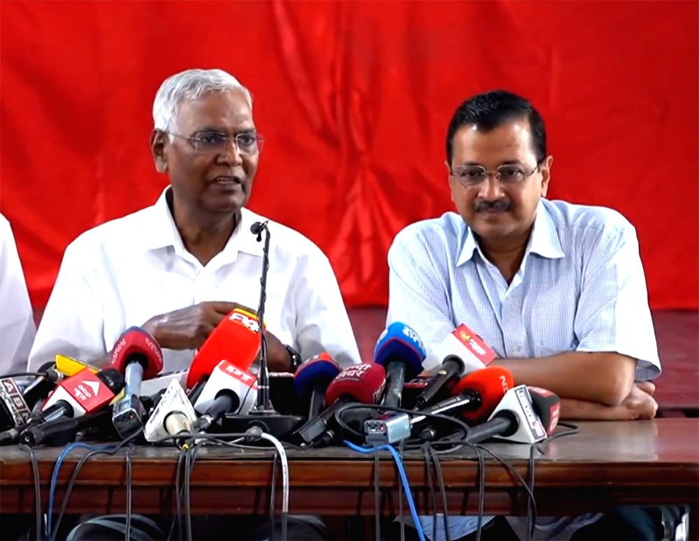 : New Delhi: CPI General Secretary D. Raja along with Delhi Chief ...