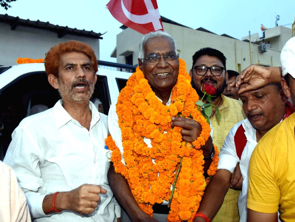 Communist Party of India (CPI) General Secretary D. Raja being welcomed ...